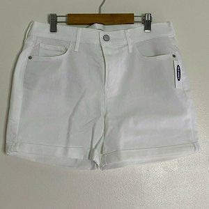 Old Navy Womens Sz 8 White Jean Cuffed Shorts New